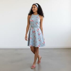 🥗 City Triangles Dress Juniors Size 7 Light Blue Floral Print Dress Fit & Flare